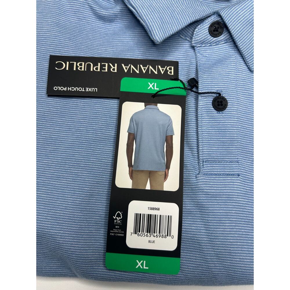 Banana Republic Men's Luxe Polo Shirt, Short Sleeve, Cotton, Blue, Size XL - Picture 8 of 9
